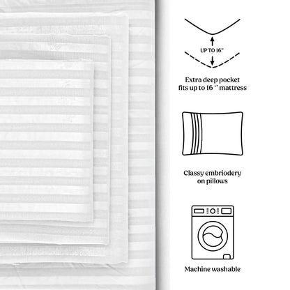 Stripes Bed Sheet Set | Soft & Comfortable Bedding Set | 3-Piece Striped Sheet Set | Stylish Bedroom Bed Linen | Modern Stripes Bed Sheets