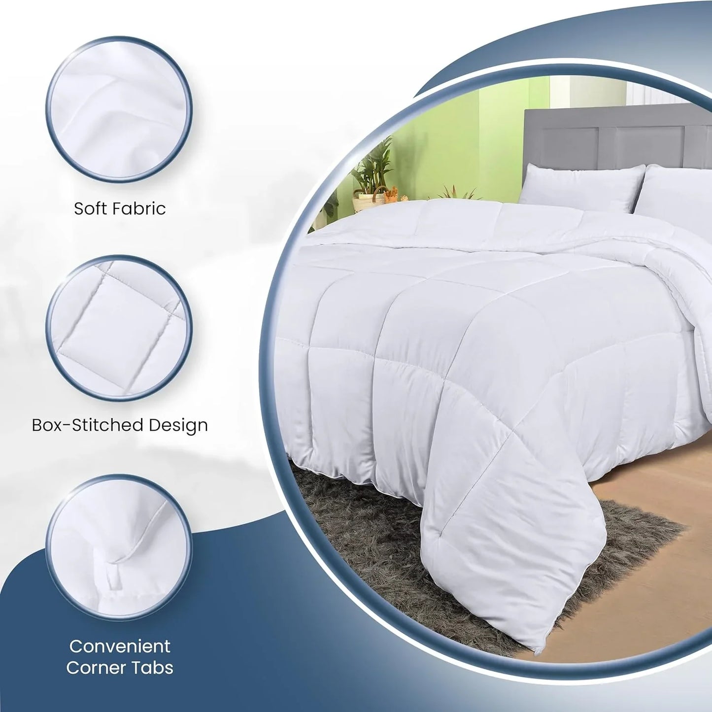 Down Alternative Comforter – All Season Duvet Insert with Corner Tabs, Soft Box Stitched Bed Comforter, Machine Washable (Twin, Full, Queen, King, California King, White)