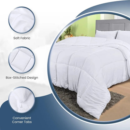 Down Alternative Comforter – All Season Duvet Insert with Corner Tabs, Soft Box Stitched Bed Comforter, Machine Washable (Twin, Full, Queen, King, California King, White)
