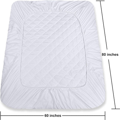 Quilted Fitted Mattress Pad – Twin, Full, Queen, King & California King Sizes, Elastic Deep Pocket Mattress Topper Protector & Cover Fits up to 16 Inches, Machine Washable