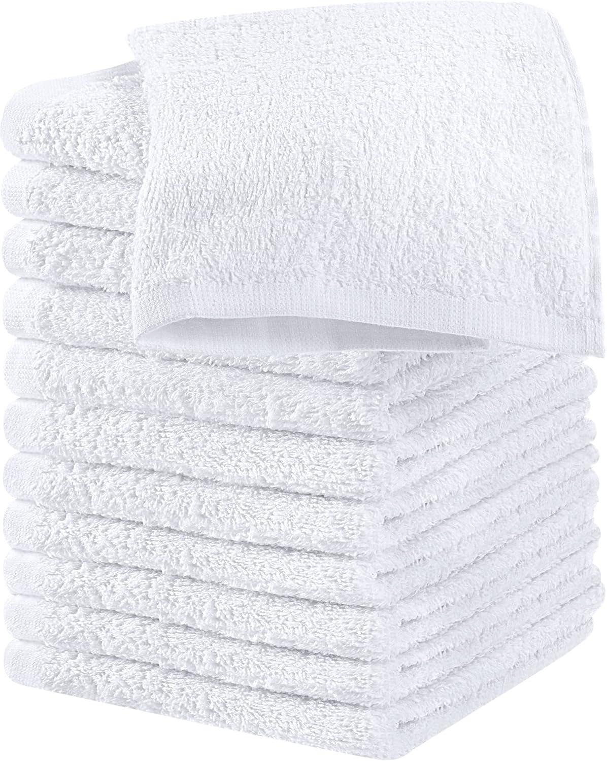 24 Pack Cotton Washcloths – 100% Ring Spun Cotton Face Towels, Soft & Highly Absorbent Flannel Cloths for Bath, Gym, Spa & Kitchen