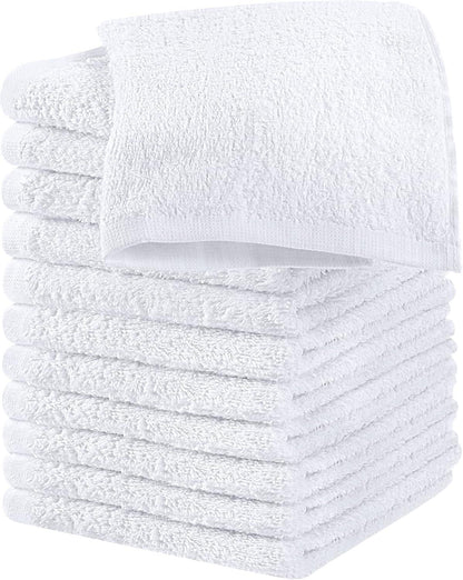 24 Pack Cotton Washcloths – 100% Ring Spun Cotton Face Towels, Soft & Highly Absorbent Flannel Cloths for Bath, Gym, Spa & Kitchen