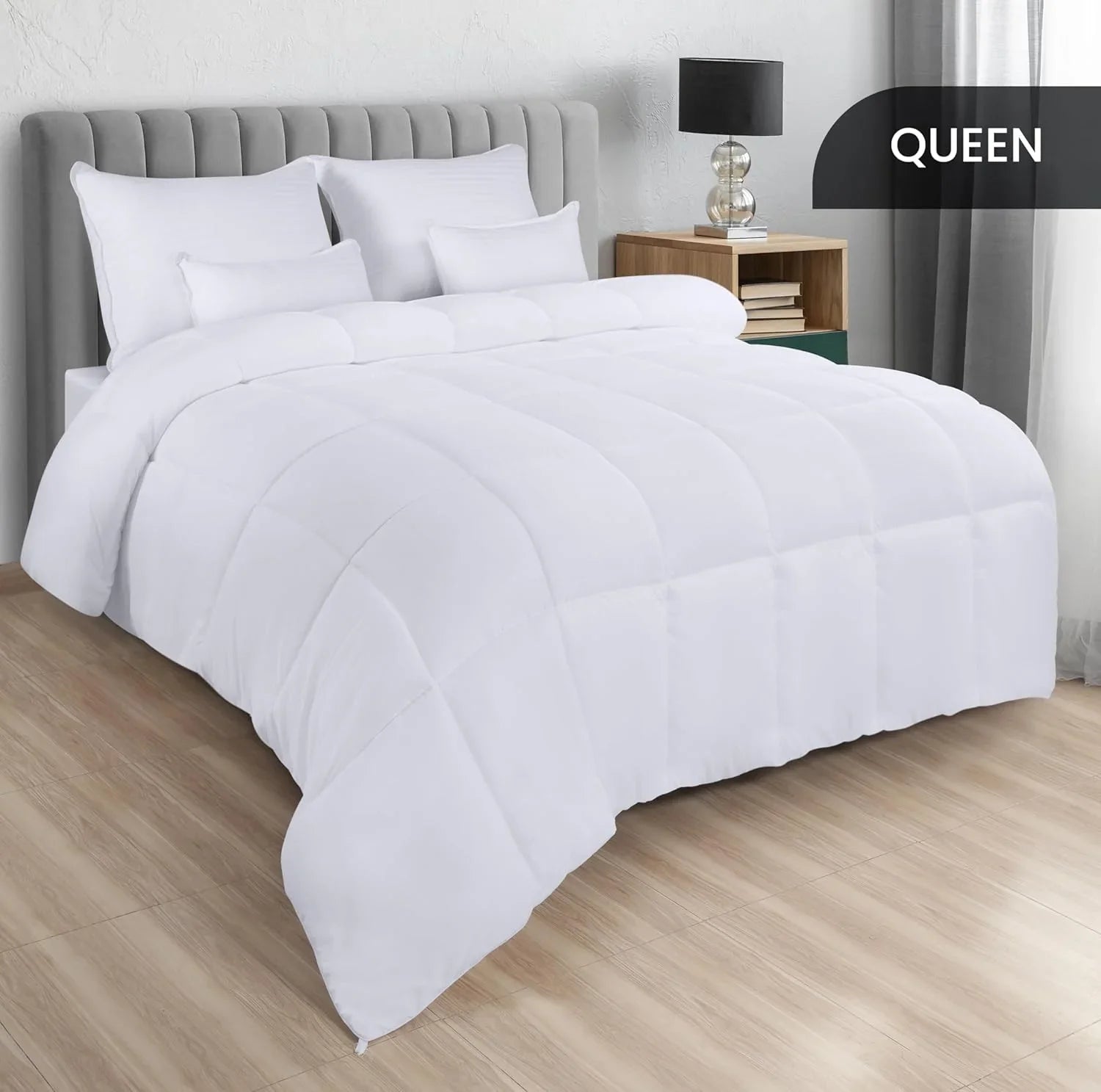 Down Alternative Comforter – All Season Duvet Insert with Corner Tabs, Soft Box Stitched Bed Comforter, Machine Washable (Twin, Full, Queen, King, California King, White)