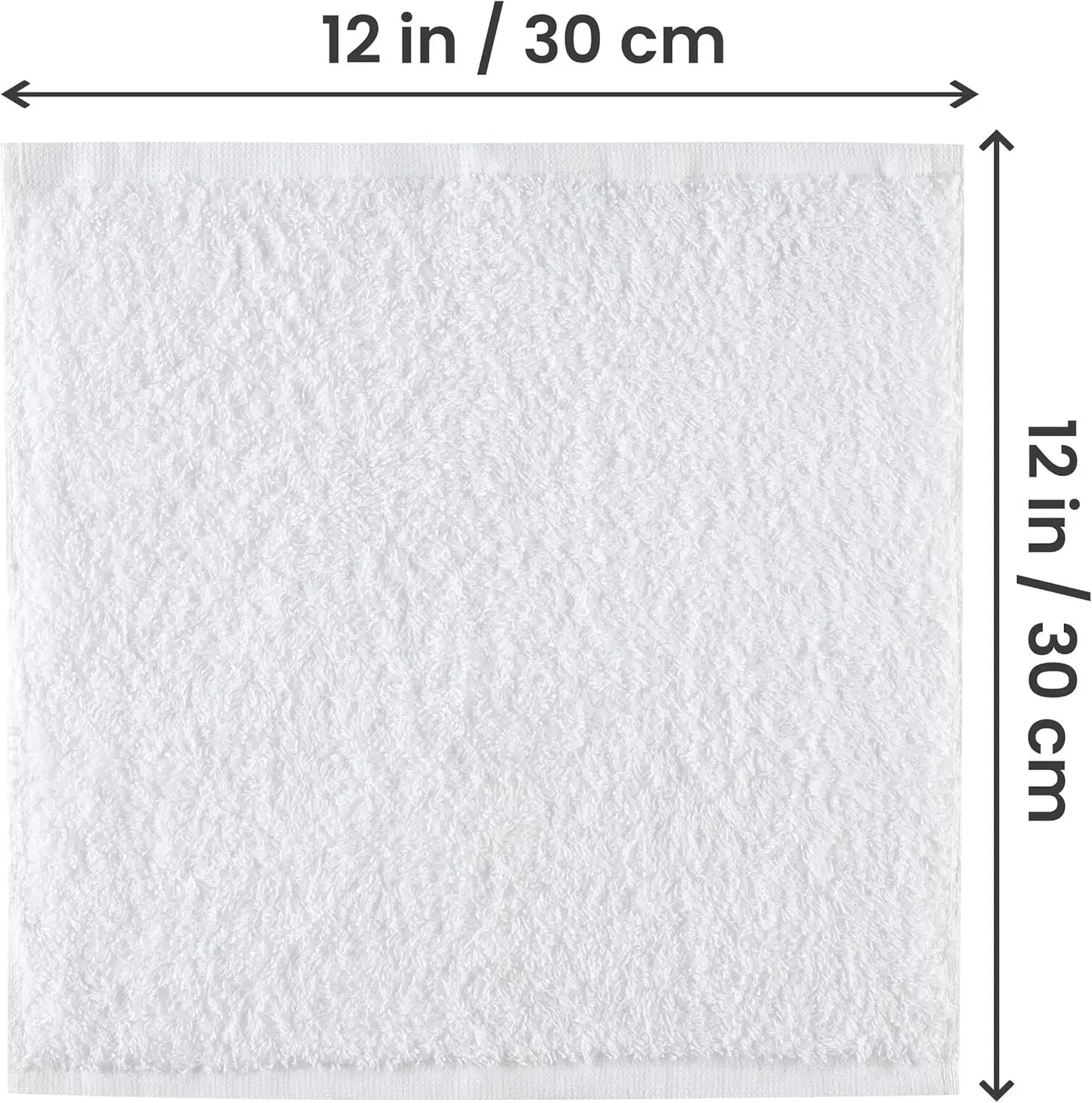 24 Pack Cotton Washcloths – 100% Ring Spun Cotton Face Towels, Soft & Highly Absorbent Flannel Cloths for Bath, Gym, Spa & Kitchen