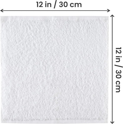 24 Pack Cotton Washcloths – 100% Ring Spun Cotton Face Towels, Soft & Highly Absorbent Flannel Cloths for Bath, Gym, Spa & Kitchen