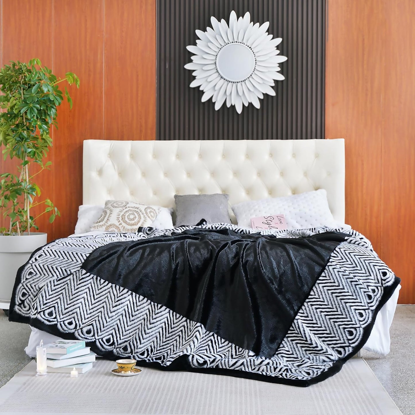 Luxury Sequin Craft Faux Fur Blanket | Soft Plush Faux Fur Throw | Decorative Sequin Blanket | Cozy Luxury Home Blanket | Stylish Faux Fur Throw Blanket