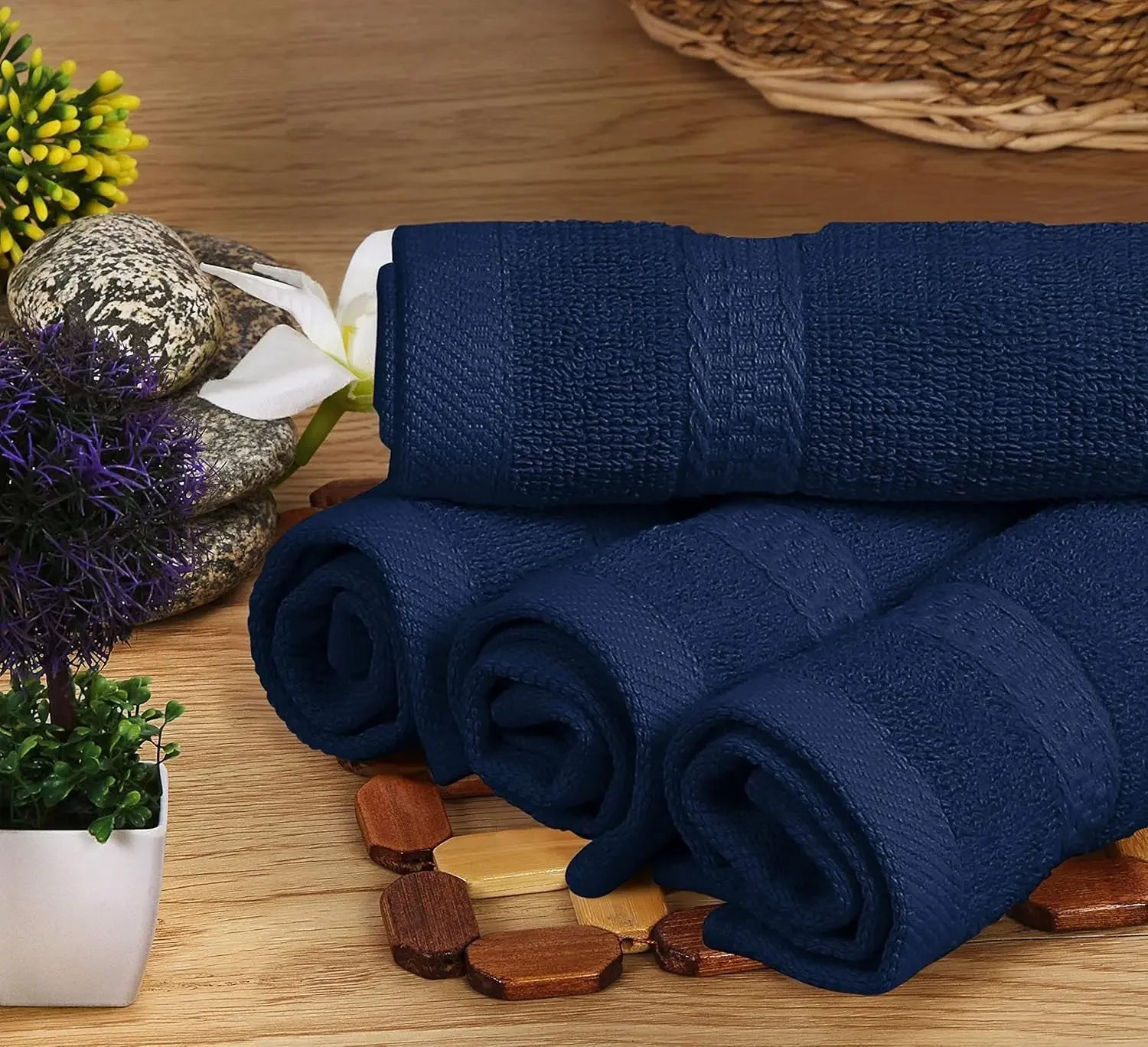 8-Piece Premium Cotton Towel Set – 2 Bath Towels, 2 Hand Towels & 4 Washcloths | 600 GSM Ring Spun Cotton, Soft & Highly Absorbent for Bathroom, Gym, Spa & Hotel