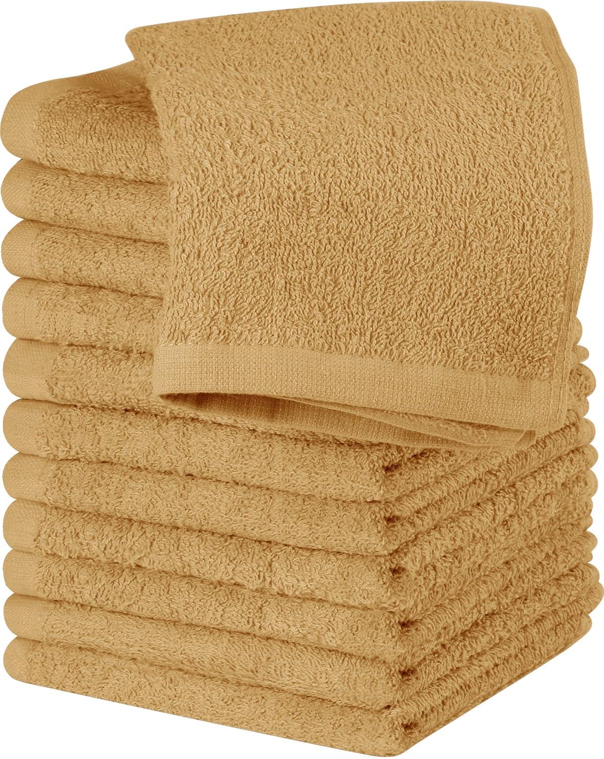 24 Pack Cotton Washcloths – 100% Ring Spun Cotton Face Towels, Soft & Highly Absorbent Flannel Cloths for Bath, Gym, Spa & Kitchen