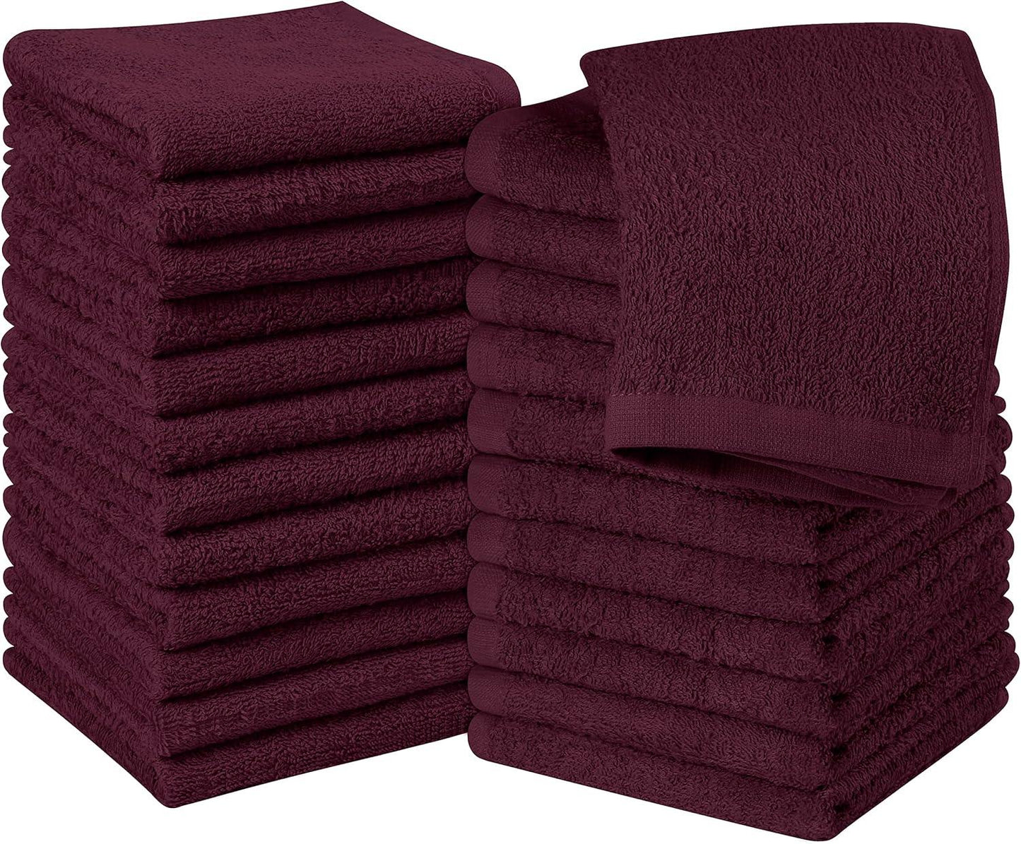 24 Pack Cotton Washcloths – 100% Ring Spun Cotton Face Towels, Soft & Highly Absorbent Flannel Cloths for Bath, Gym, Spa & Kitchen