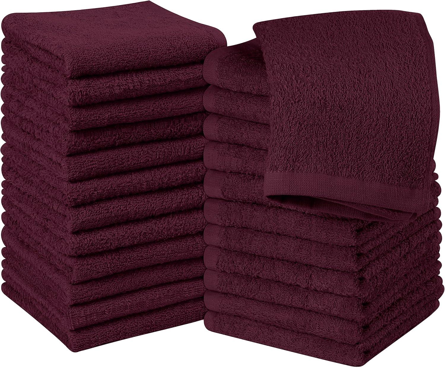 24 Pack Cotton Washcloths – 100% Ring Spun Cotton Face Towels, Soft & Highly Absorbent Flannel Cloths for Bath, Gym, Spa & Kitchen