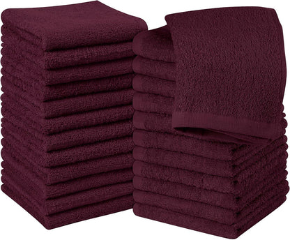 24 Pack Cotton Washcloths – 100% Ring Spun Cotton Face Towels, Soft & Highly Absorbent Flannel Cloths for Bath, Gym, Spa & Kitchen