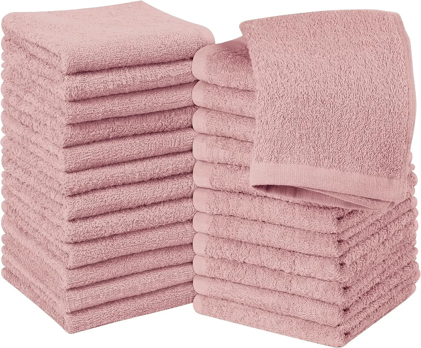24 Pack Cotton Washcloths – 100% Ring Spun Cotton Face Towels, Soft & Highly Absorbent Flannel Cloths for Bath, Gym, Spa & Kitchen