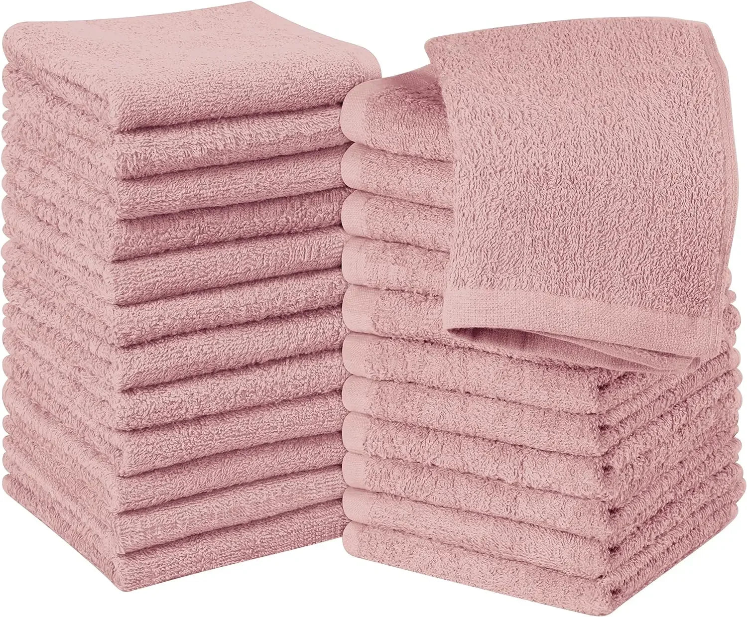 24 Pack Cotton Washcloths – 100% Ring Spun Cotton Face Towels, Soft & Highly Absorbent Flannel Cloths for Bath, Gym, Spa & Kitchen