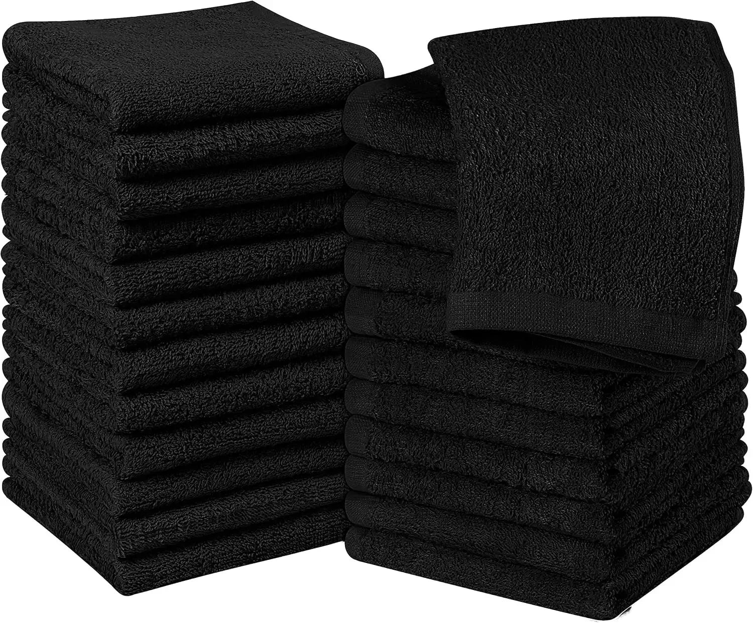 24 Pack Cotton Washcloths – 100% Ring Spun Cotton Face Towels, Soft & Highly Absorbent Flannel Cloths for Bath, Gym, Spa & Kitchen