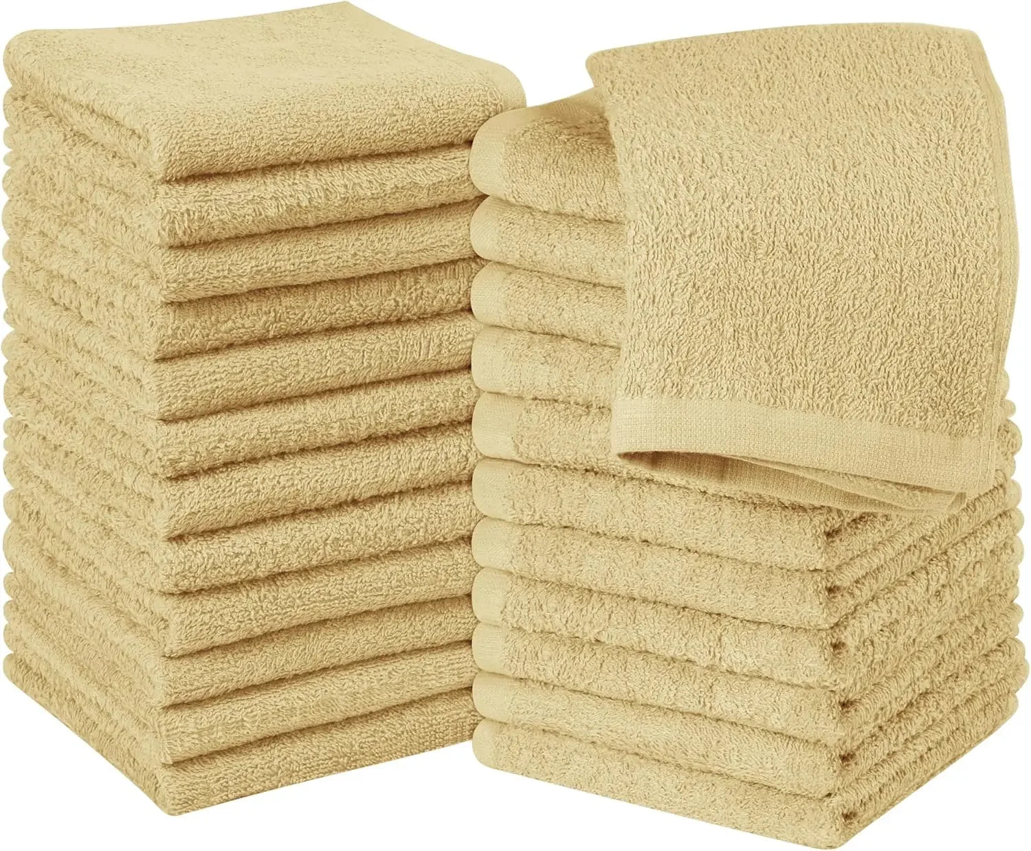 24 Pack Cotton Washcloths – 100% Ring Spun Cotton Face Towels, Soft & Highly Absorbent Flannel Cloths for Bath, Gym, Spa & Kitchen