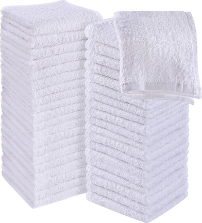 24 Pack Cotton Washcloths – 100% Ring Spun Cotton Face Towels, Soft & Highly Absorbent Flannel Cloths for Bath, Gym, Spa & Kitchen