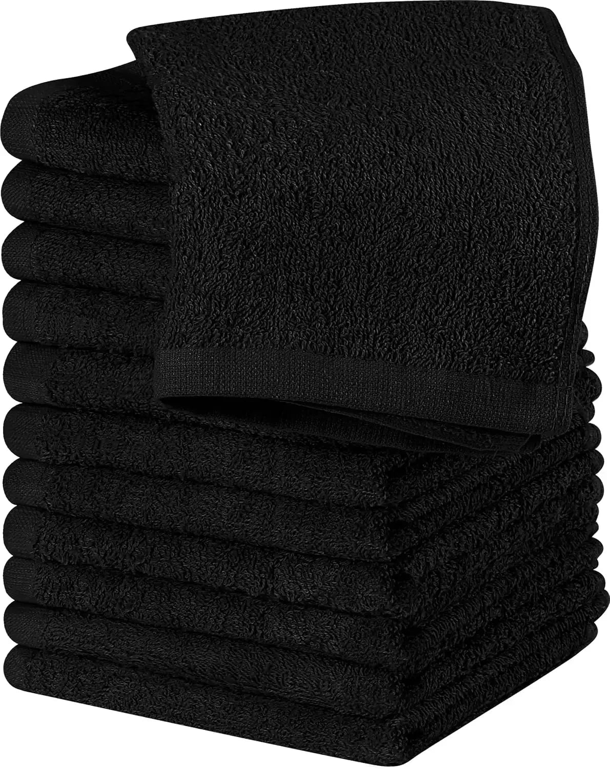 24 Pack Cotton Washcloths – 100% Ring Spun Cotton Face Towels, Soft & Highly Absorbent Flannel Cloths for Bath, Gym, Spa & Kitchen