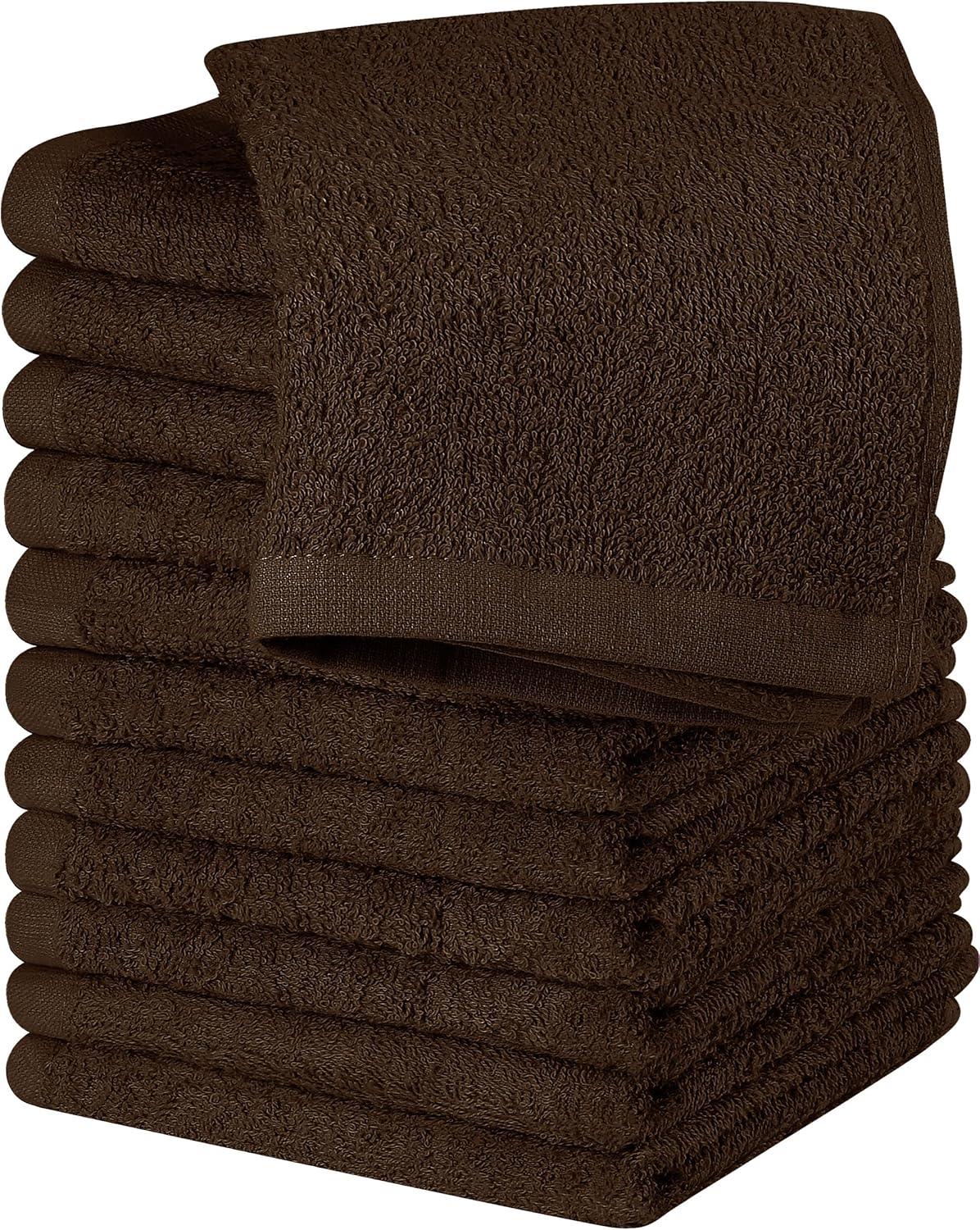 24 Pack Cotton Washcloths – 100% Ring Spun Cotton Face Towels, Soft & Highly Absorbent Flannel Cloths for Bath, Gym, Spa & Kitchen