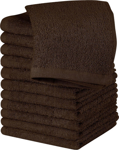 24 Pack Cotton Washcloths – 100% Ring Spun Cotton Face Towels, Soft & Highly Absorbent Flannel Cloths for Bath, Gym, Spa & Kitchen
