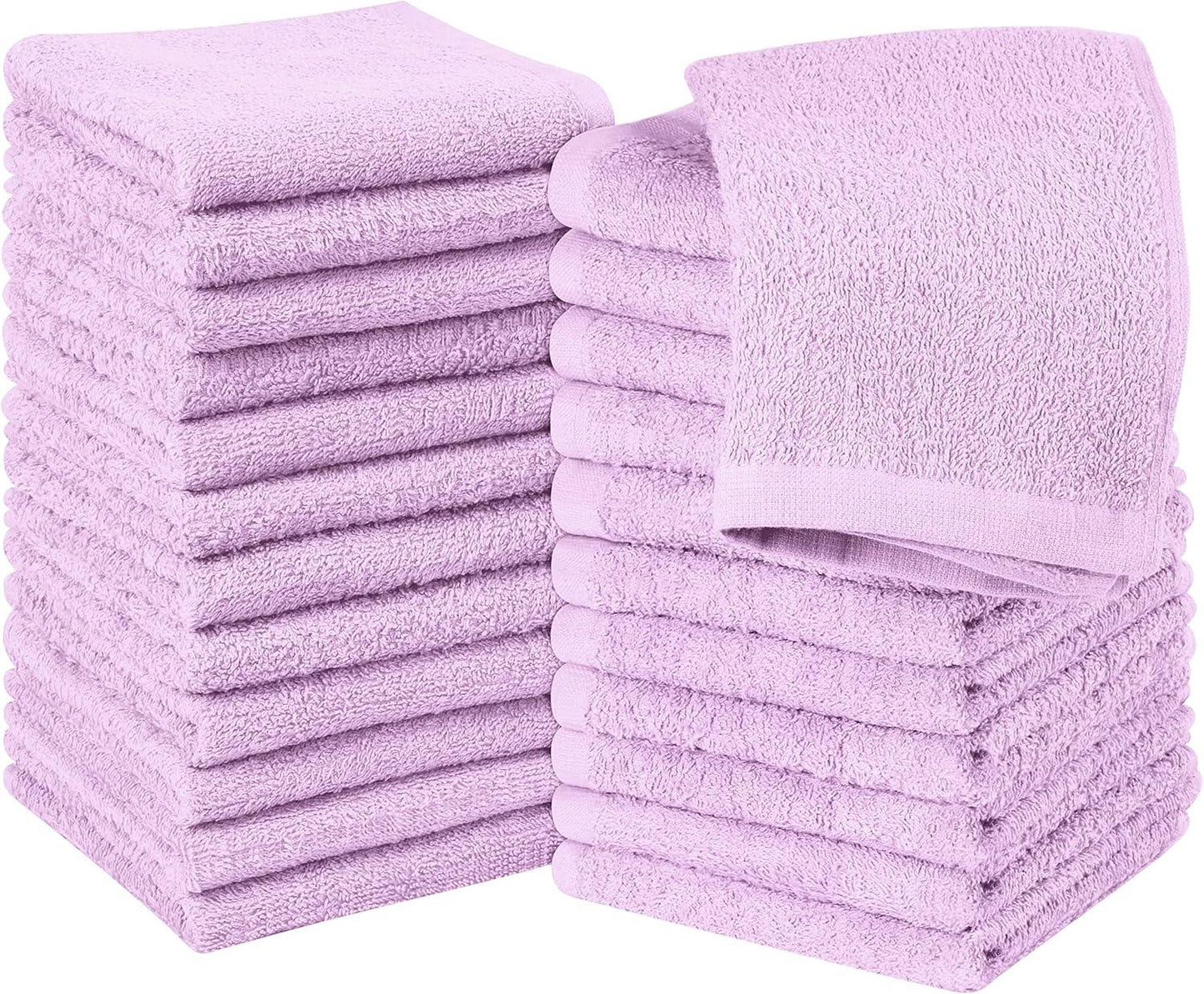 24 Pack Cotton Washcloths – 100% Ring Spun Cotton Face Towels, Soft & Highly Absorbent Flannel Cloths for Bath, Gym, Spa & Kitchen