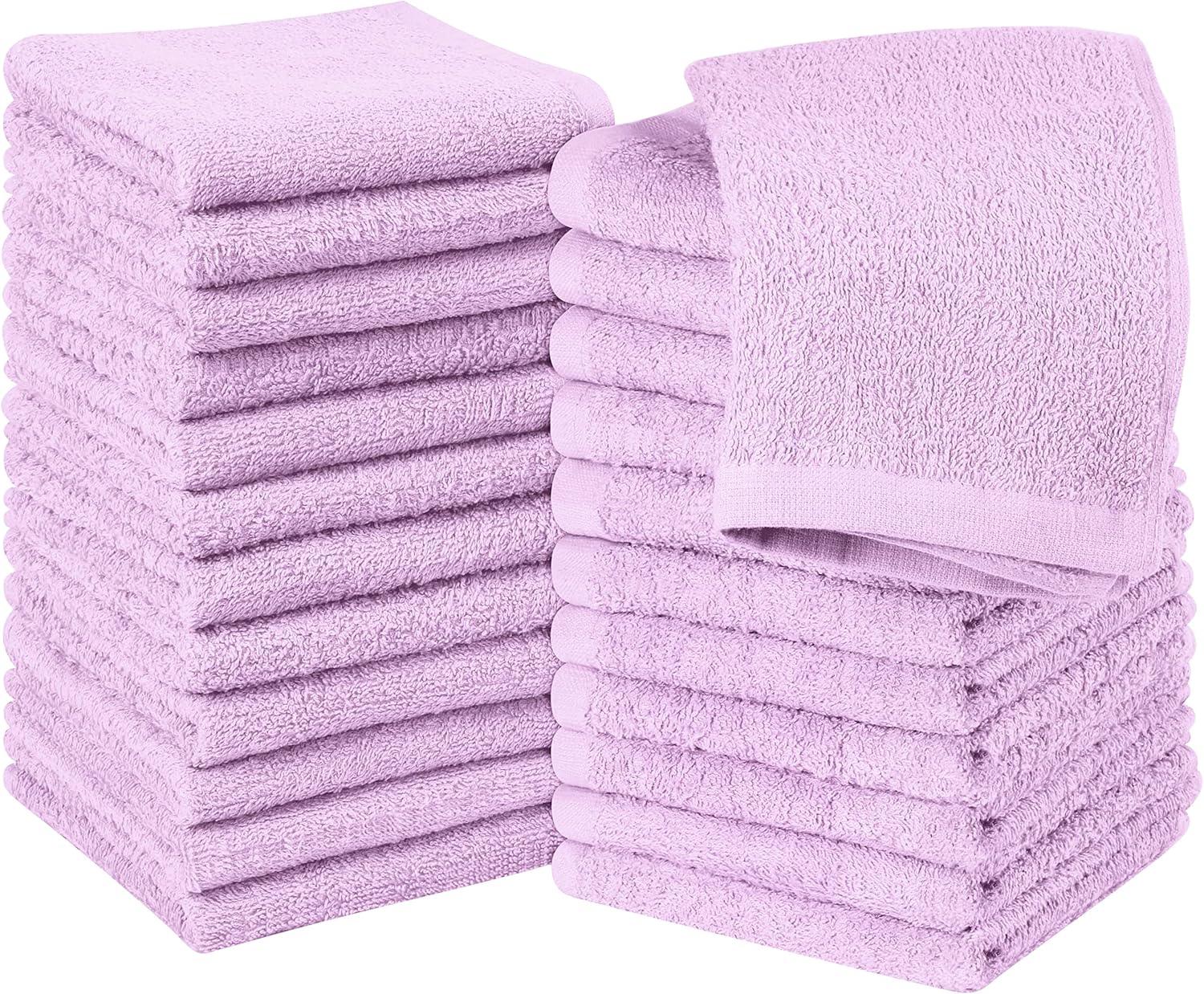 24 Pack Cotton Washcloths – 100% Ring Spun Cotton Face Towels, Soft & Highly Absorbent Flannel Cloths for Bath, Gym, Spa & Kitchen