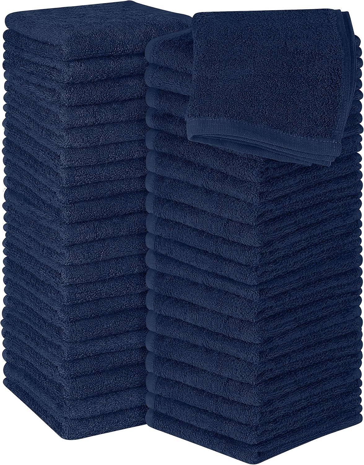 24 Pack Cotton Washcloths – 100% Ring Spun Cotton Face Towels, Soft & Highly Absorbent Flannel Cloths for Bath, Gym, Spa & Kitchen