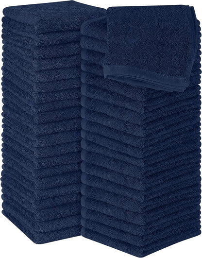 24 Pack Cotton Washcloths – 100% Ring Spun Cotton Face Towels, Soft & Highly Absorbent Flannel Cloths for Bath, Gym, Spa & Kitchen