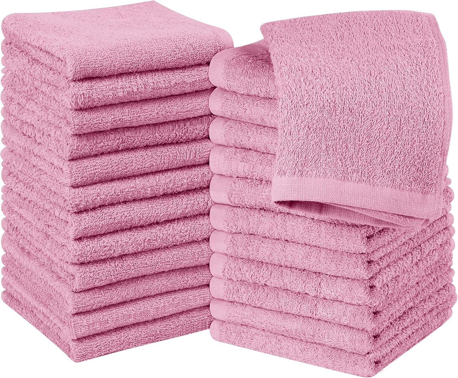 24 Pack Cotton Washcloths – 100% Ring Spun Cotton Face Towels, Soft & Highly Absorbent Flannel Cloths for Bath, Gym, Spa & Kitchen
