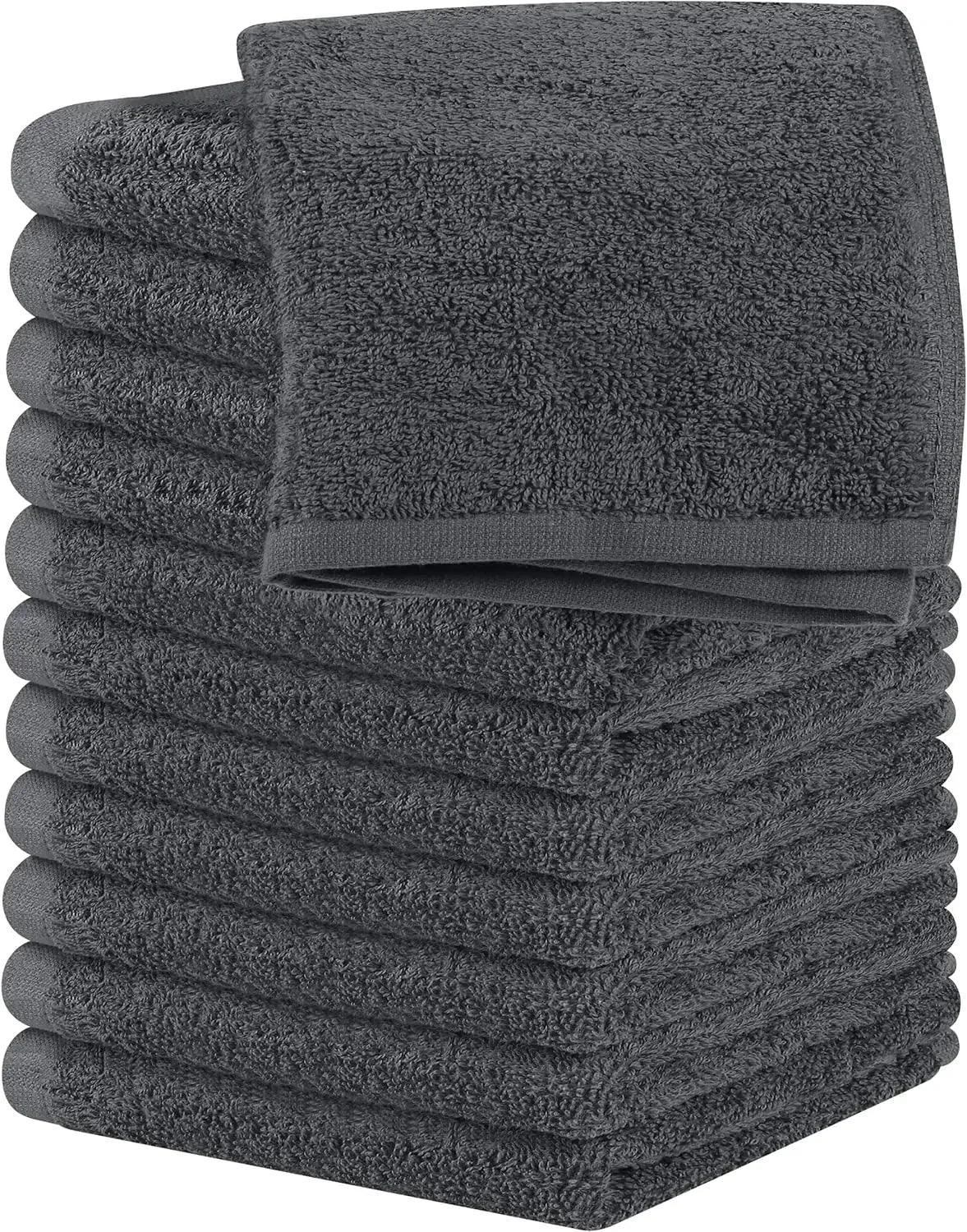 24 Pack Cotton Washcloths – 100% Ring Spun Cotton Face Towels, Soft & Highly Absorbent Flannel Cloths for Bath, Gym, Spa & Kitchen