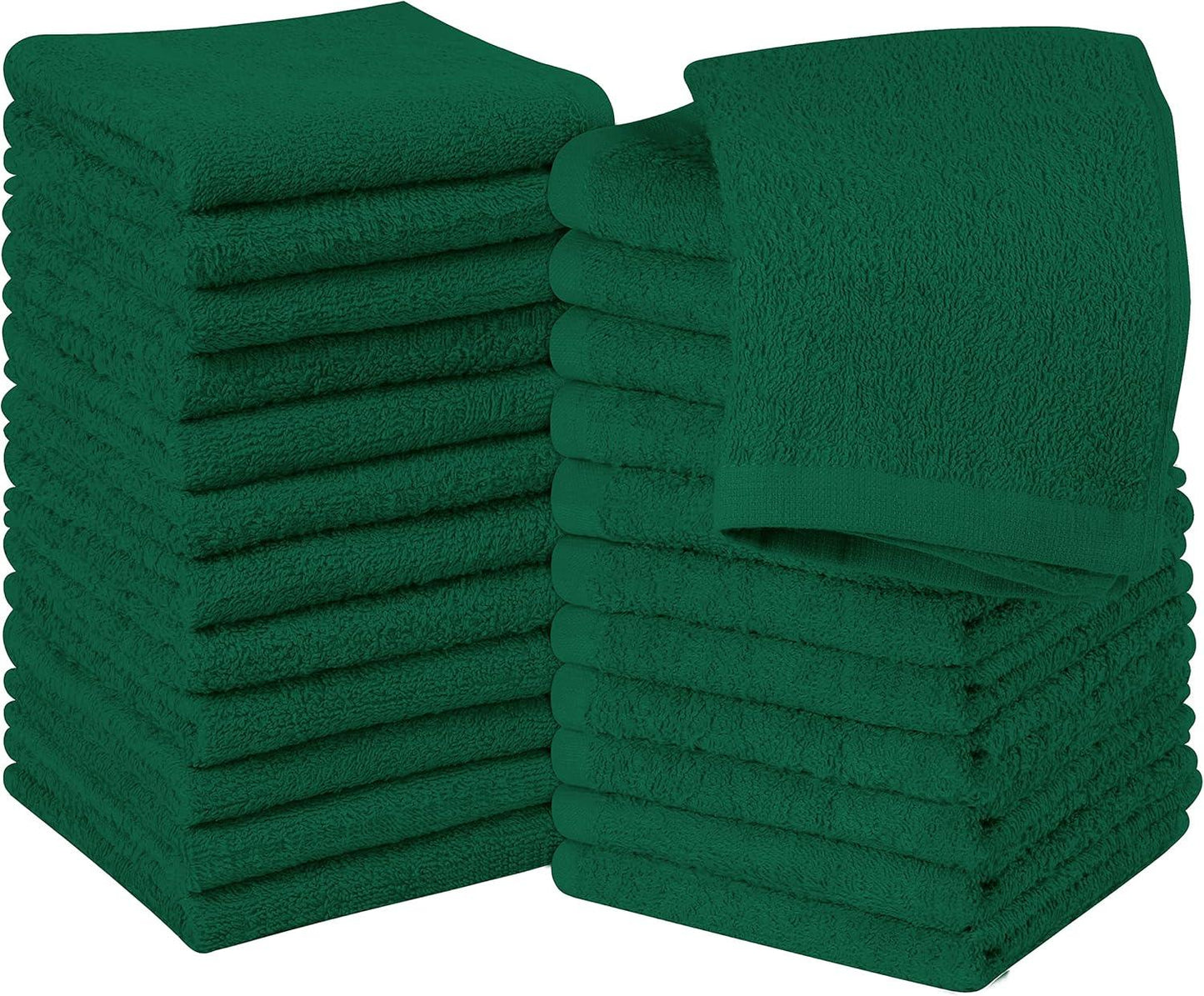 24 Pack Cotton Washcloths – 100% Ring Spun Cotton Face Towels, Soft & Highly Absorbent Flannel Cloths for Bath, Gym, Spa & Kitchen