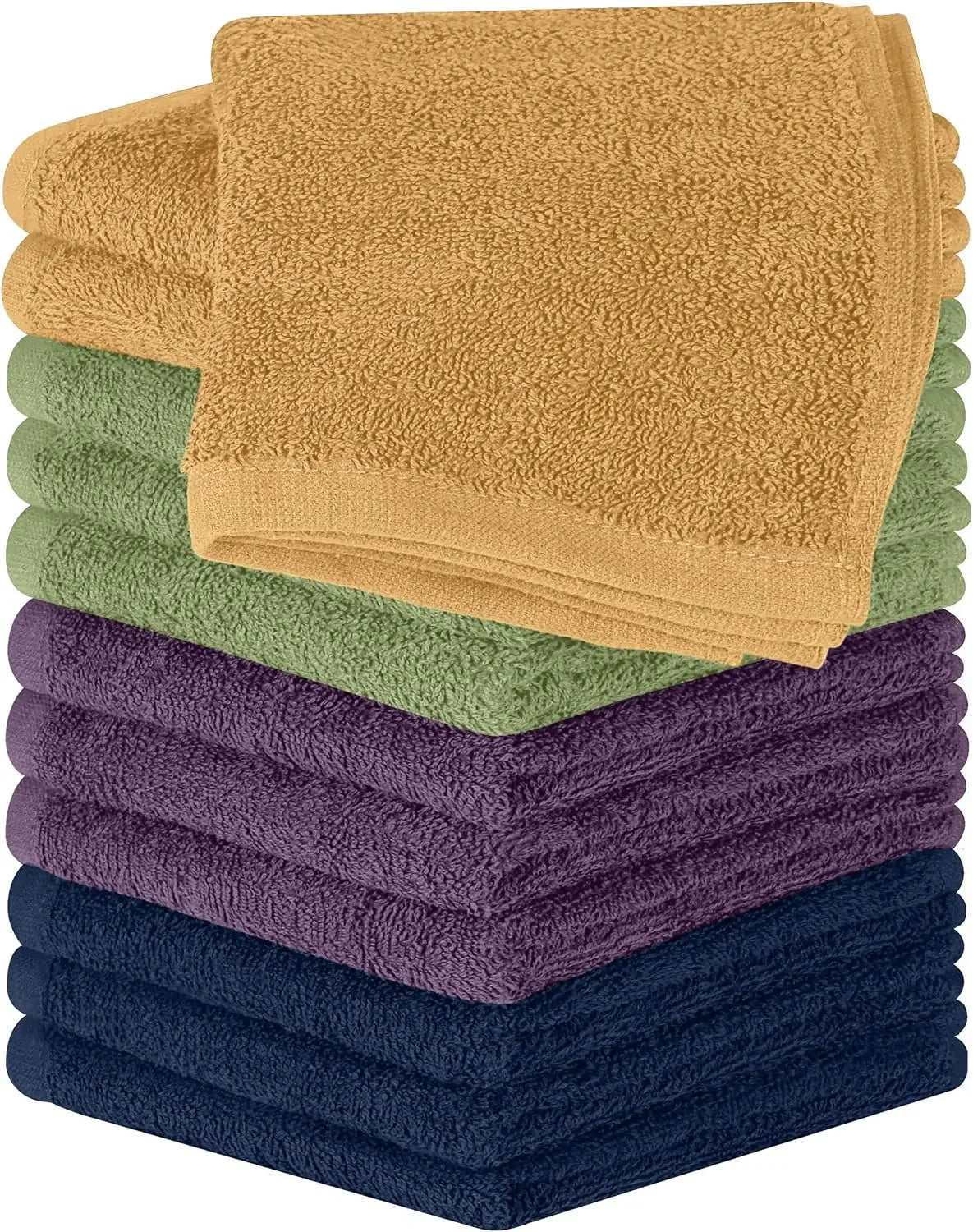 24 Pack Cotton Washcloths – 100% Ring Spun Cotton Face Towels, Soft & Highly Absorbent Flannel Cloths for Bath, Gym, Spa & Kitchen