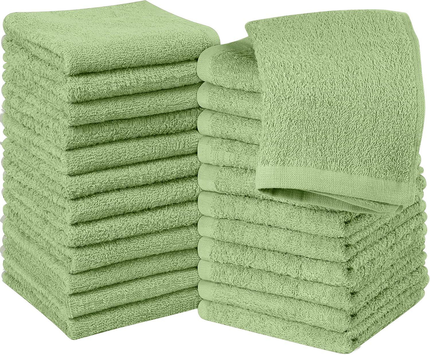 24 Pack Cotton Washcloths – 100% Ring Spun Cotton Face Towels, Soft & Highly Absorbent Flannel Cloths for Bath, Gym, Spa & Kitchen