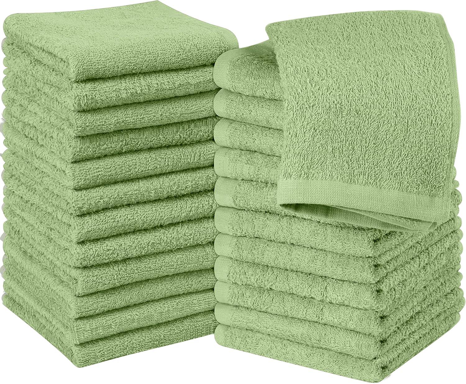 24 Pack Cotton Washcloths – 100% Ring Spun Cotton Face Towels, Soft & Highly Absorbent Flannel Cloths for Bath, Gym, Spa & Kitchen
