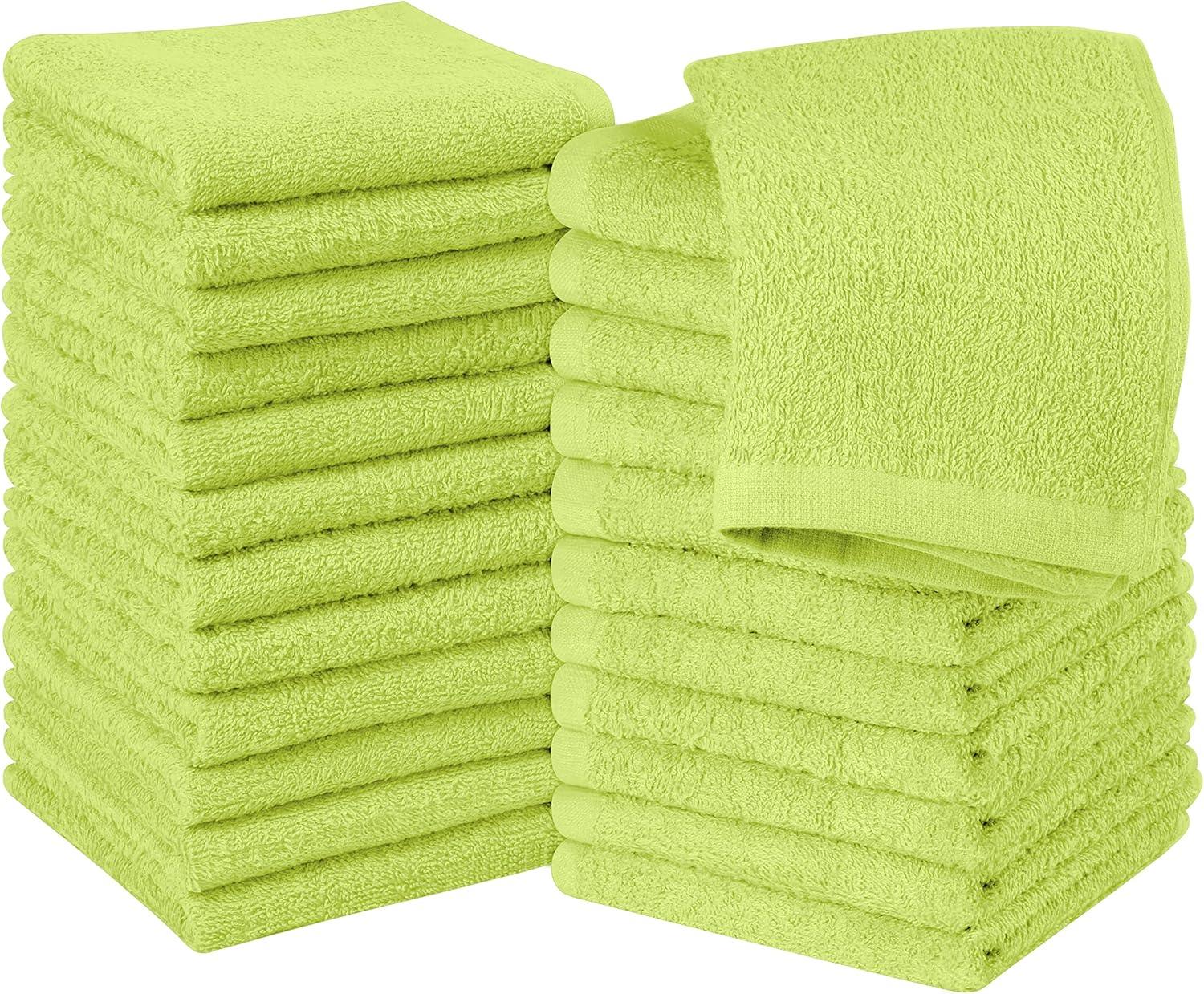 24 Pack Cotton Washcloths – 100% Ring Spun Cotton Face Towels, Soft & Highly Absorbent Flannel Cloths for Bath, Gym, Spa & Kitchen