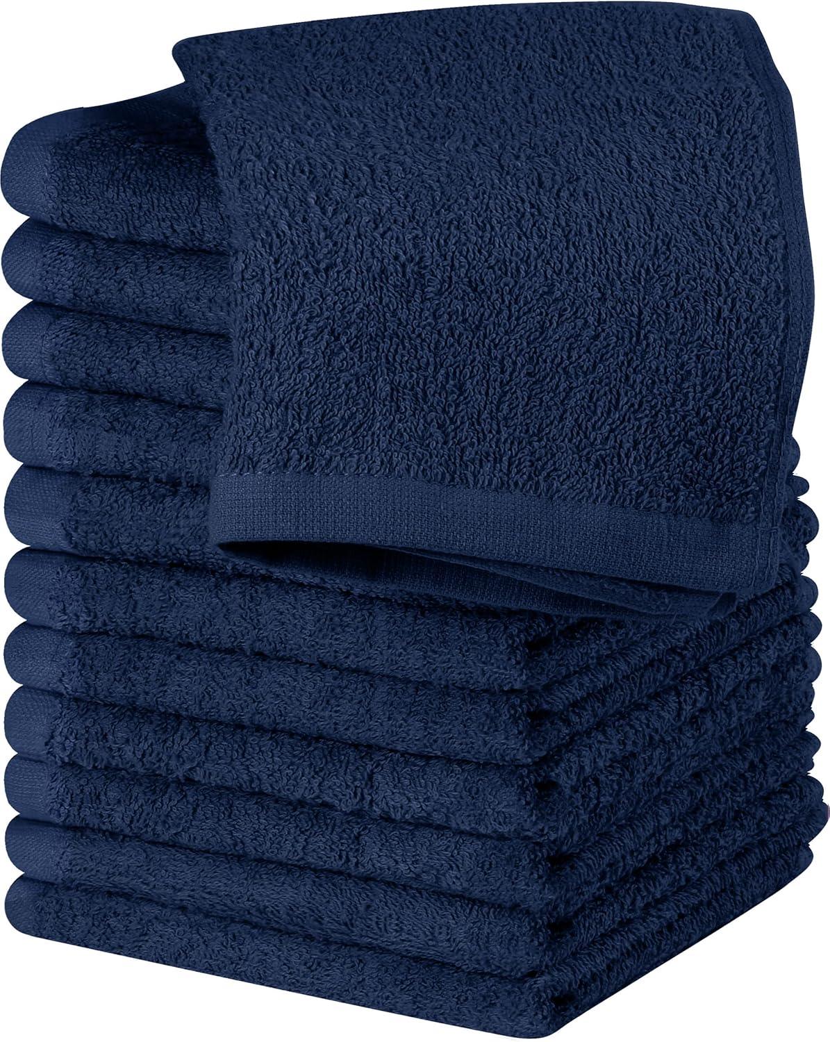 24 Pack Cotton Washcloths – 100% Ring Spun Cotton Face Towels, Soft & Highly Absorbent Flannel Cloths for Bath, Gym, Spa & Kitchen