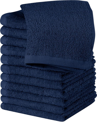 24 Pack Cotton Washcloths – 100% Ring Spun Cotton Face Towels, Soft & Highly Absorbent Flannel Cloths for Bath, Gym, Spa & Kitchen
