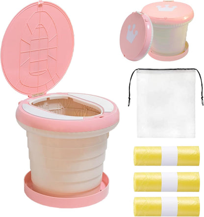 Travel Potty for Toddler, Portable and Foldable Toilet, Apply to Seat Emergency Toilet for Car, Camping, Outdoor, Indoor (grey, pink, small)