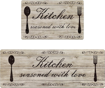 Anti Fatigue Kitchen Mat Set | Extra Thick Memory Foam Mats | Non-Slip Cushioned Floor Mats for Home & Work