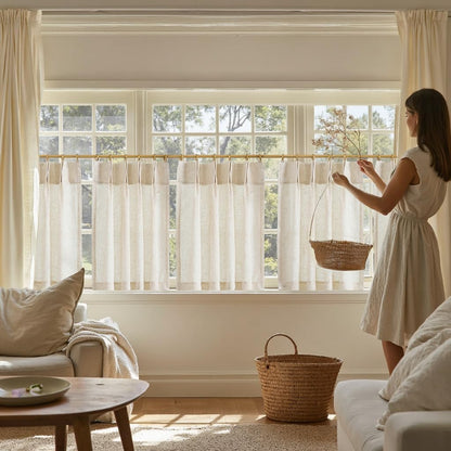 Linen Pinch Pleated Kitchen Curtains