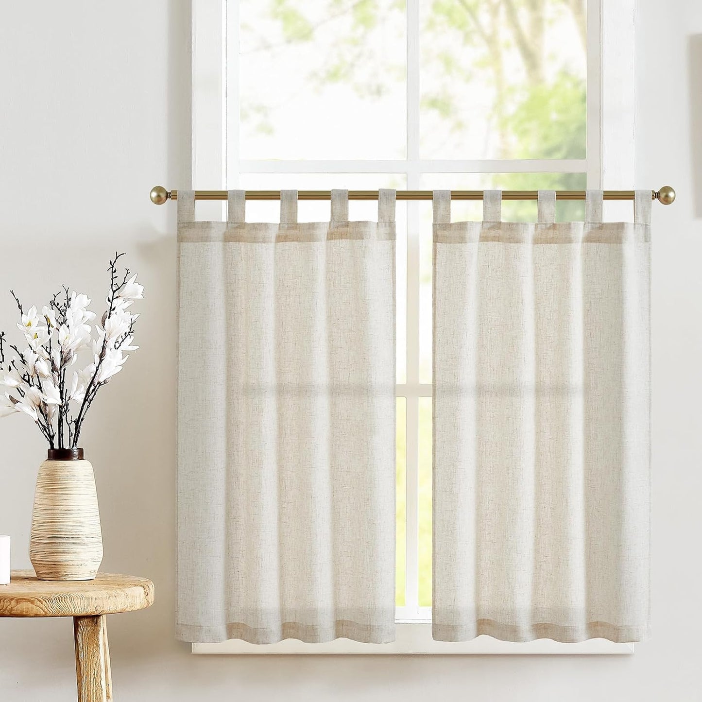 Linen Pinch Pleated Kitchen Curtains