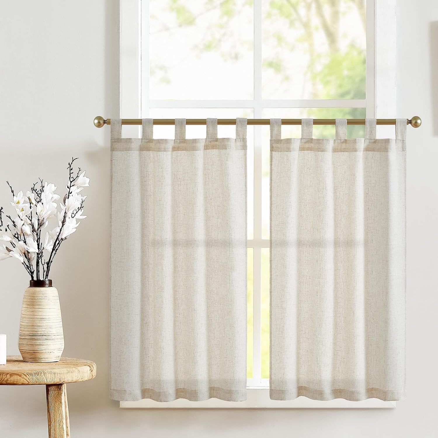 Linen Pinch Pleated Kitchen Curtains