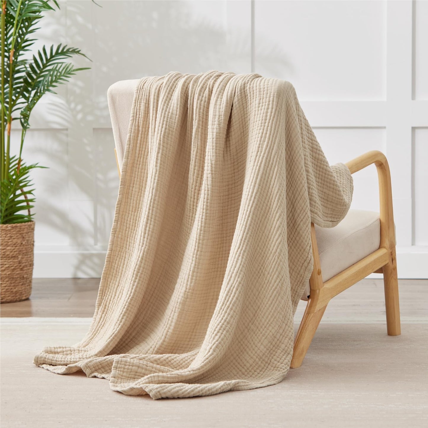 100% Cotton Muslin Blanket | Soft Breathable Baby Blanket | Lightweight Cotton Throw | Cozy Muslin Bedding | Natural Cotton Swaddle Blanket