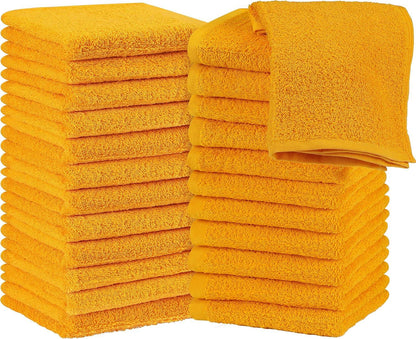 24 Pack Cotton Washcloths – 100% Ring Spun Cotton Face Towels, Soft & Highly Absorbent Flannel Cloths for Bath, Gym, Spa & Kitchen