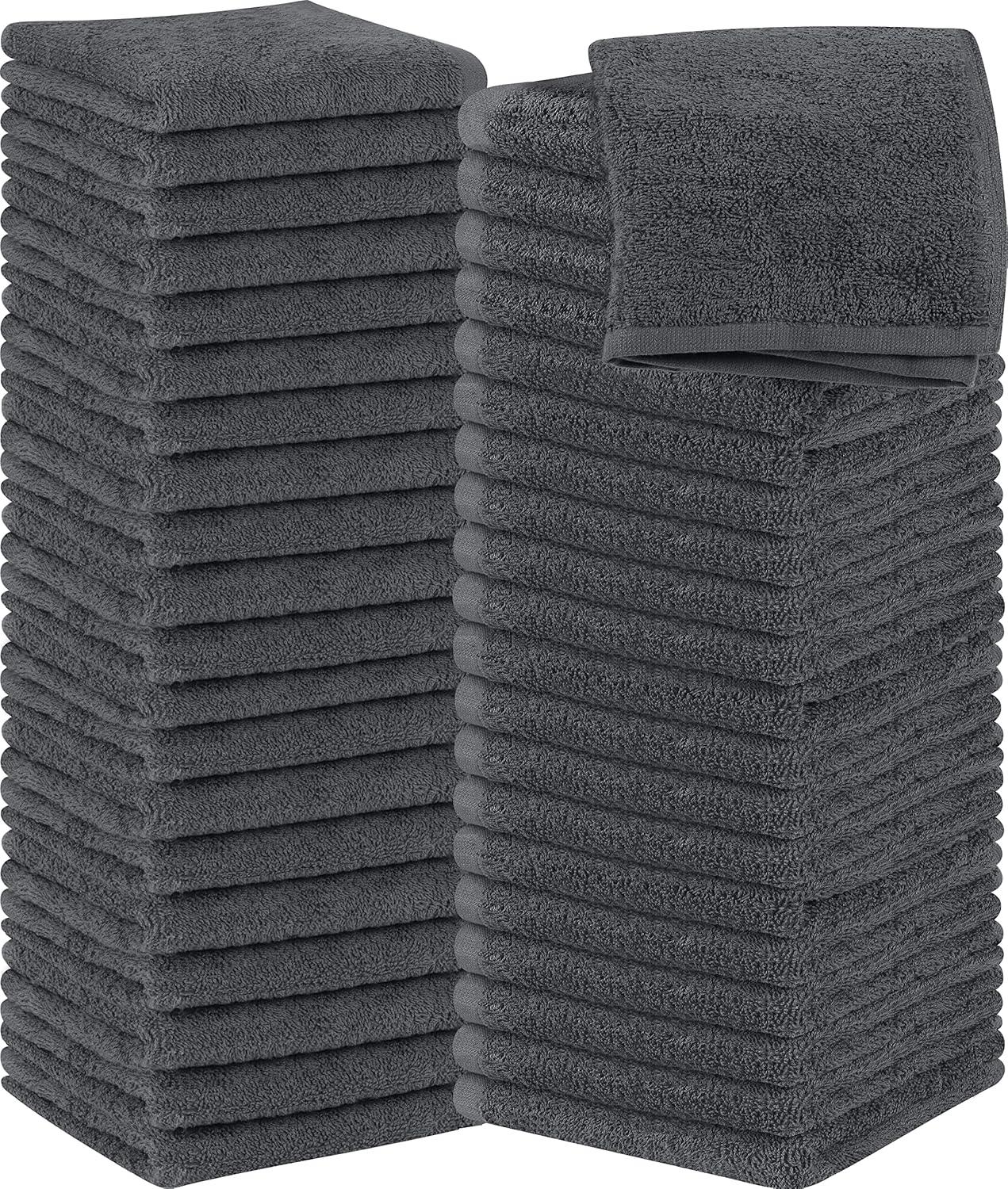 24 Pack Cotton Washcloths – 100% Ring Spun Cotton Face Towels, Soft & Highly Absorbent Flannel Cloths for Bath, Gym, Spa & Kitchen