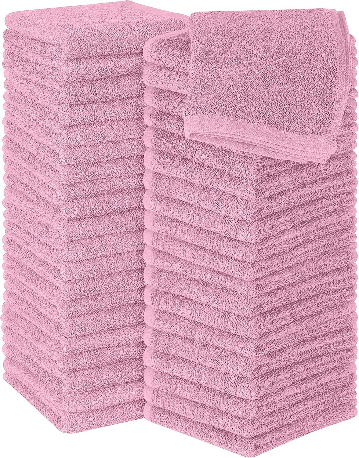 24 Pack Cotton Washcloths – 100% Ring Spun Cotton Face Towels, Soft & Highly Absorbent Flannel Cloths for Bath, Gym, Spa & Kitchen