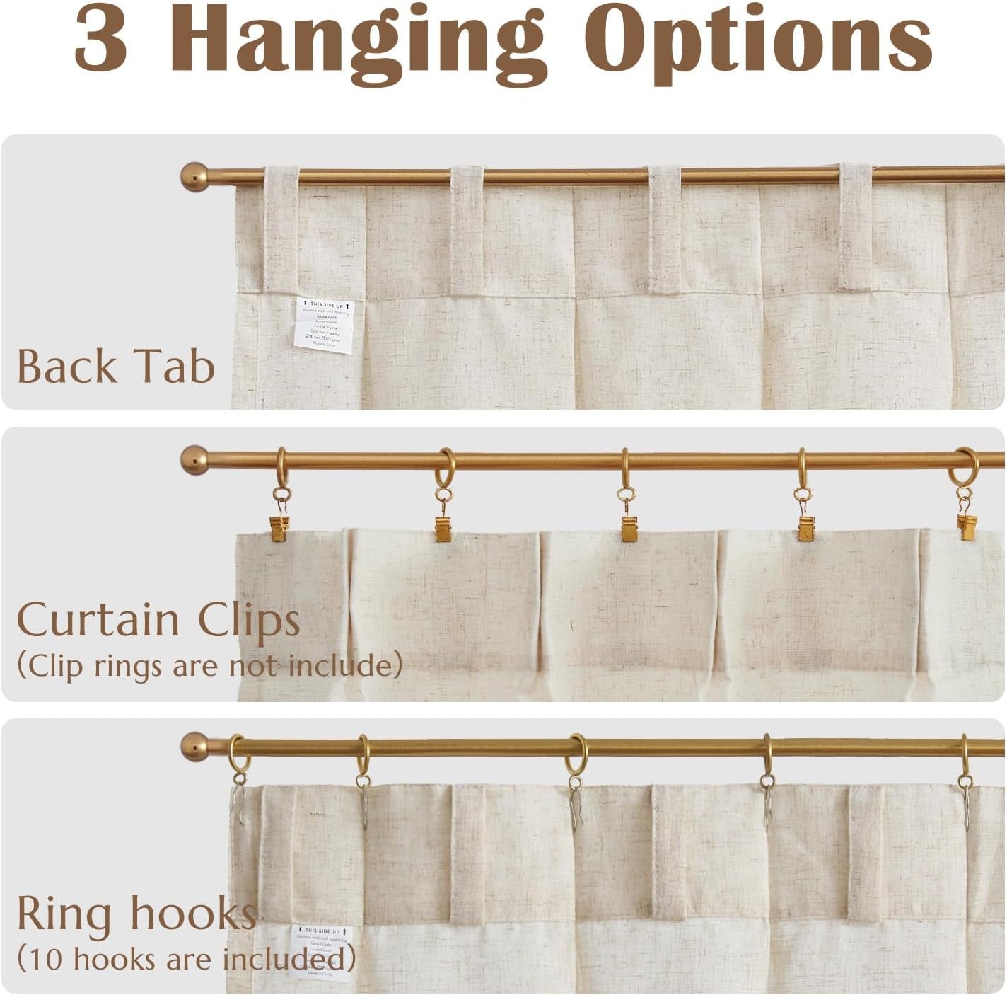 Linen Pinch Pleated Kitchen Curtains
