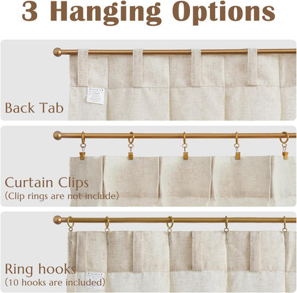 Linen Pinch Pleated Kitchen Curtains