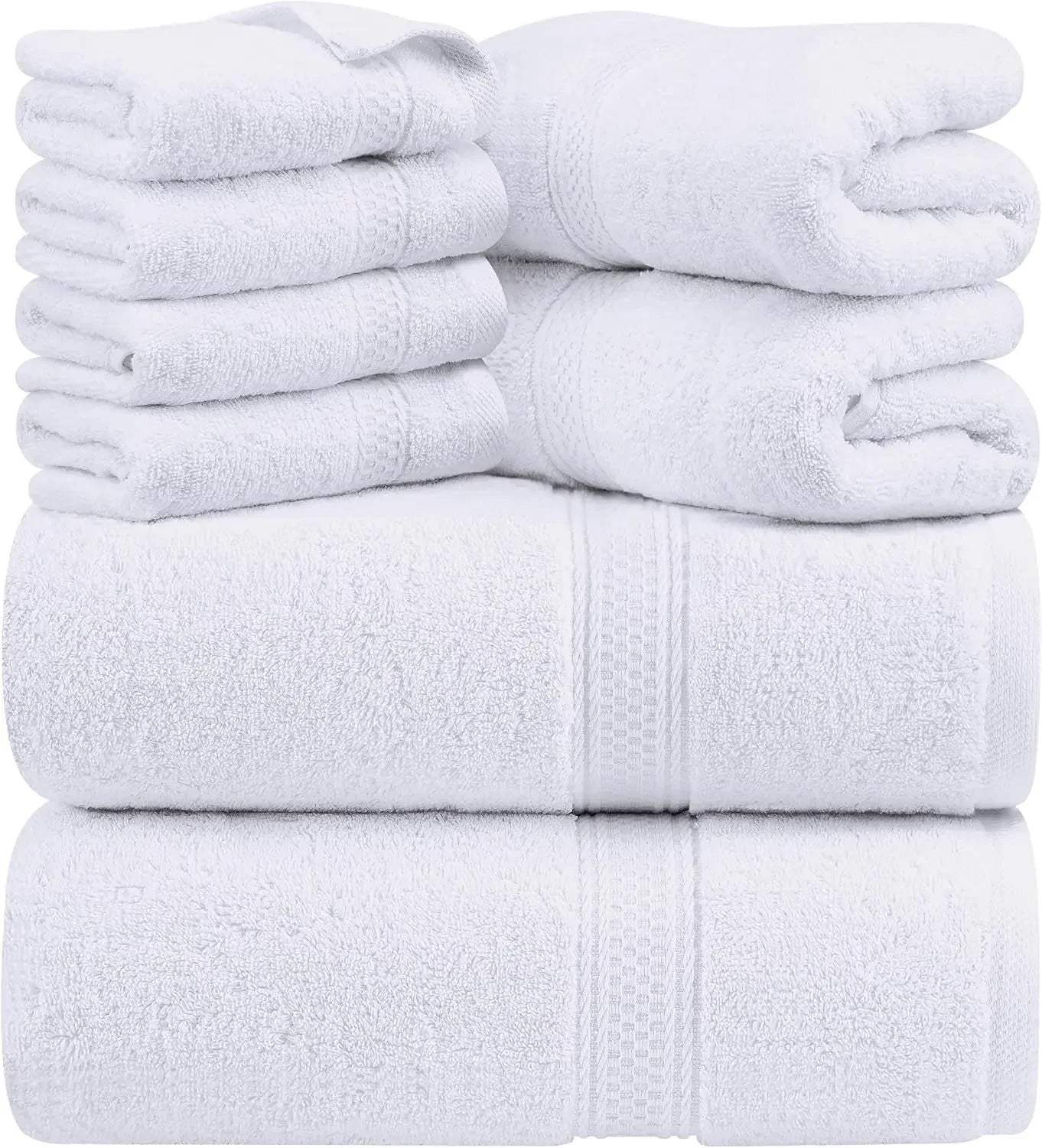 8-Piece Premium Cotton Towel Set – 2 Bath Towels, 2 Hand Towels & 4 Washcloths | 600 GSM Ring Spun Cotton, Soft & Highly Absorbent for Bathroom, Gym, Spa & Hotel