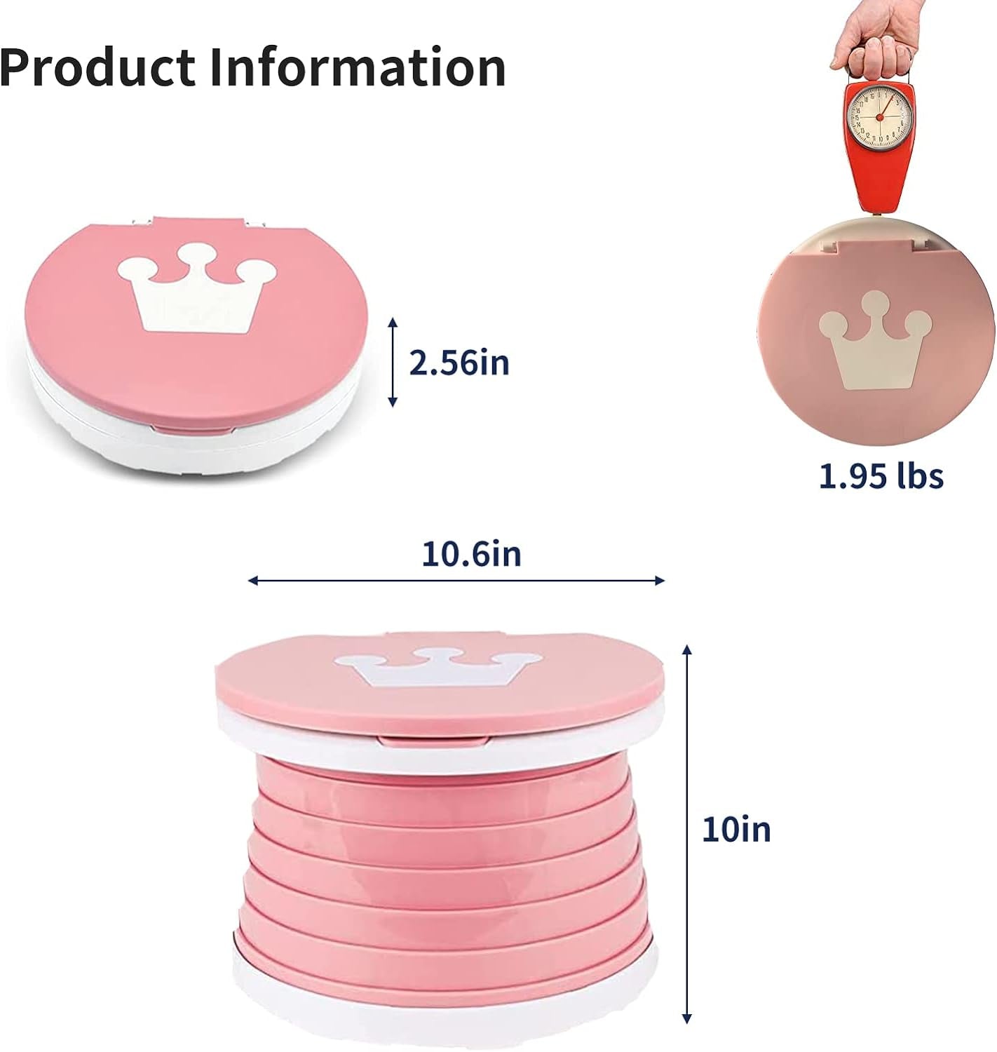 Travel Potty for Toddler, Portable and Foldable Toilet, Apply to Seat Emergency Toilet for Car, Camping, Outdoor, Indoor (grey, pink, small)