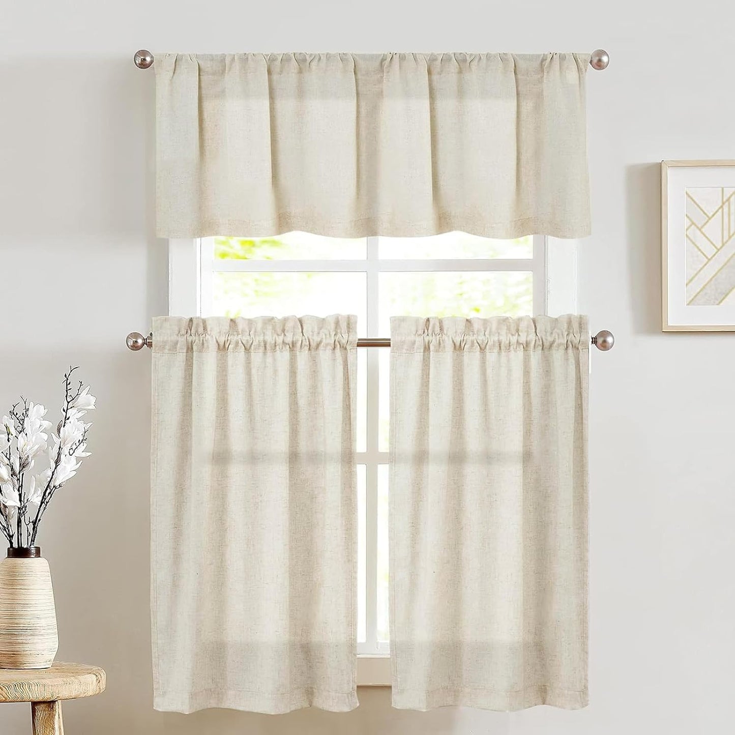 Linen Pinch Pleated Kitchen Curtains